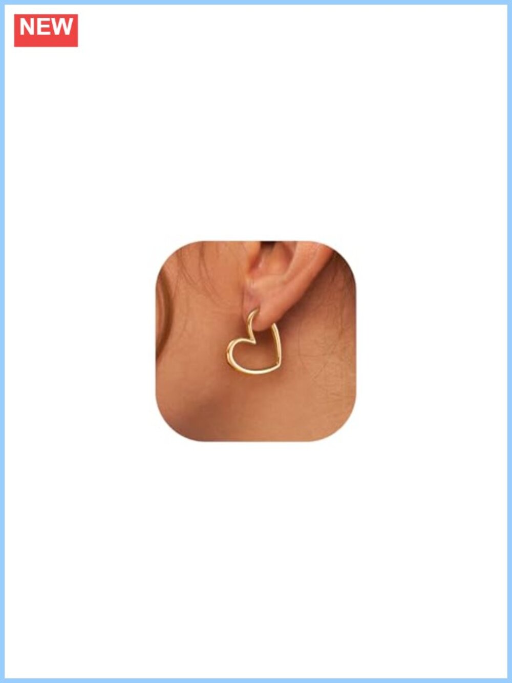 14k Gold Plated Huggie Hoop Earrings Heart Hypoallergenic Lightweight